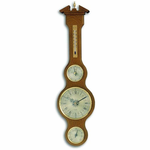 Oak banjo barometer with - banjo, clock