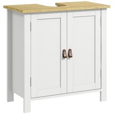 kleankin Bathroom Under Sink Cabinet with Adjustable Shelf, White