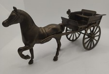 Brass Horse & Carriage Cart Hackney Trap Figurine Ornament