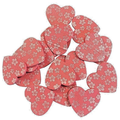 Pink wooden hearts - wooden,