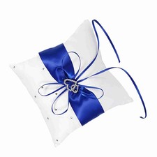 4 Colors Elegant Wedding Ring Bearer Pillow With Double Hearts For
