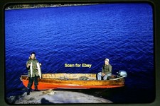Northern Pike Fishing Man Boat Johnson Outboard n 1958 Kodachrome Slide aa 11-1a
