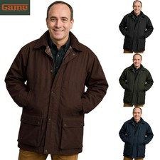 Game Mens British Wax Cotton Jacket Detachable Hood Water-Repellant Tartan Lined