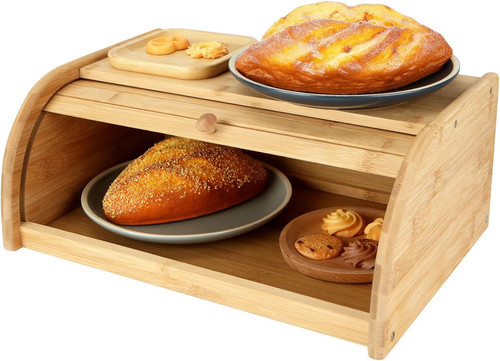 Wooden bread bin - bamboo,