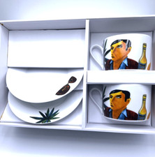 GRAHAM KNUTTEL CAPPUCCINO/TEA SET OF 2 CUP & SAUCER TIPPERARY CRYSTAL HELL'S KIT