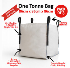 3 Pack One 1 Tonne FIBC Dumpy Jumbo Bags Builders Garden Rubble Aggregate Sack