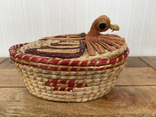 Vintage wicker straw woven - straw, hen