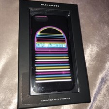 Marc Jacobs Neon Rainbow Black Jukebox Hard Plastic Phone Case iPhone 8 & 7 NEW