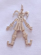 9ct Yellow Gold Articulated Court Jester Clown Pendant