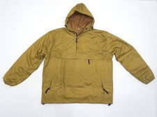 Vintage Anorak / Smock Wool Lined Cotton Canvas Herringbone Tan Sand Coyote