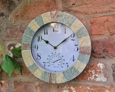 Garden Wall Clock Slate effect