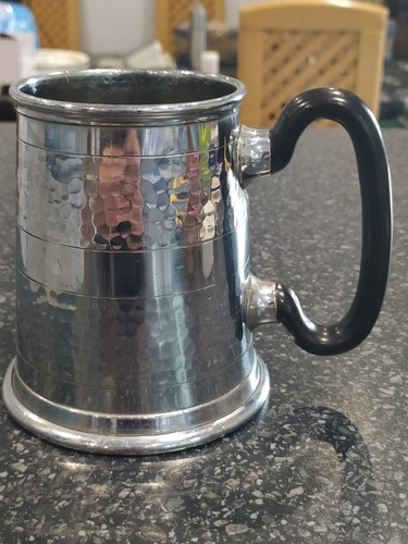 Hand beaten pewter tankard - beaten,