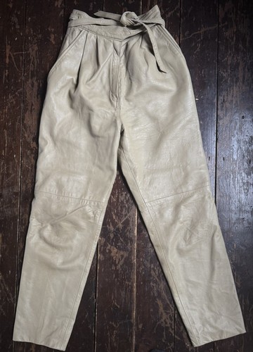 Vtg 80s leather beige high - vtg,