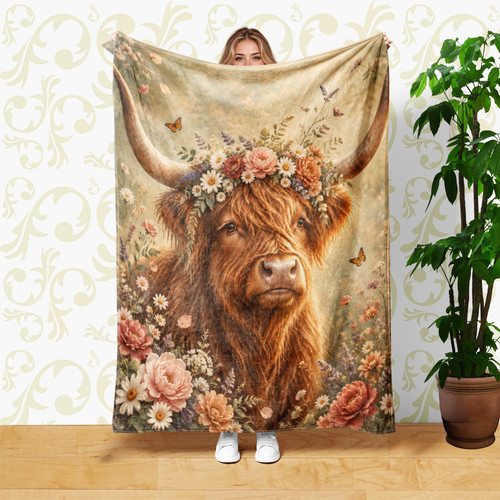 Flower crown highland cow - flower,