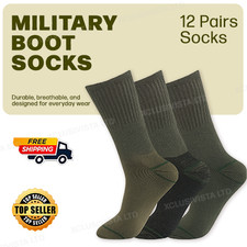 12 Pairs Mens Army Military Patrol Combat Swat Boot Chunky Hiking Socks Thermal