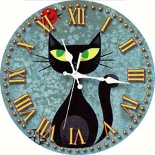 Black Cat Wooden Wall Clock