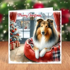 Rough Collie Dog Christmas Card