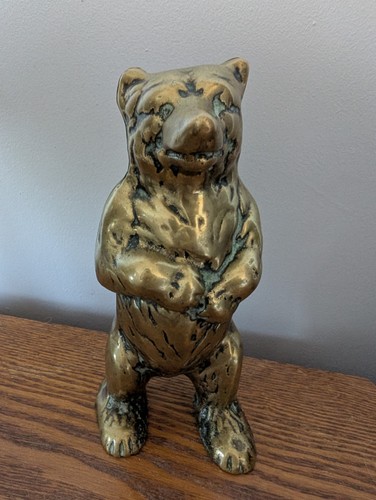 Vintage brass standing bear - brass,