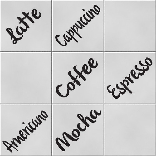 Coffee words vinyl wall tile - words,
