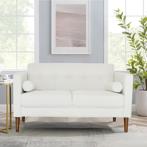 Grey beige fabric sofa - fabric,