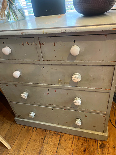Rustic blue grey painted pine - blue/grey,