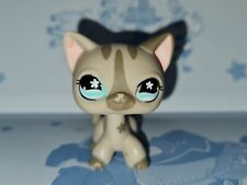 Littlest Pet Shop #468 Gray Siamese Shorthair Cat Striped Face Flower Eyes LPS