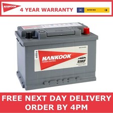 12V Car Battery 096 Type, Hankook 72Ah 610CCA Sealed Calcium - 278 x 175 x 190mm