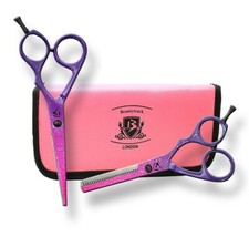 Hairdressing Thinning Scissors Set Barber Salon Hair Cutting Shears Purple/Pink