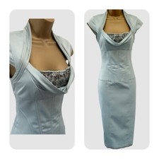 KAREN MILLEN UK8 EU36 US4 Vintage Mint Green Corset Beaded Jewel Pencil Dress