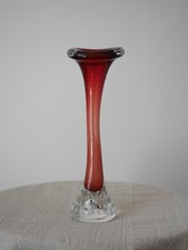 Vintage Aseda Swedish Art Glass Red Small Bud Vase, Collectible Art Glass
