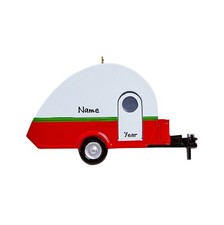 PERSONALIZED Teardrop Pull Behind Camper Ornament - Camper's Dated Keepsake Gift