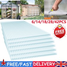 6-42PCS Clear Polycarbonate Roofing Sheets 4mm Twinwall Panels Greenhouse Sheet