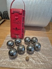 Vintage Petanque Ideale Bowls Set Of 8  Wooden Jack In Carry Case Made In France
