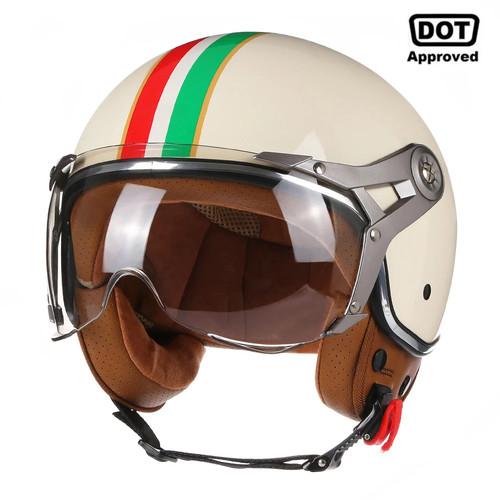 Open face motorcycle helmet - open,