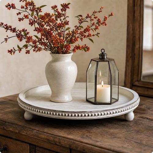 Round wooden decorative - wooden, tray