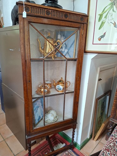 Edwardian oak corner display - edwardian,