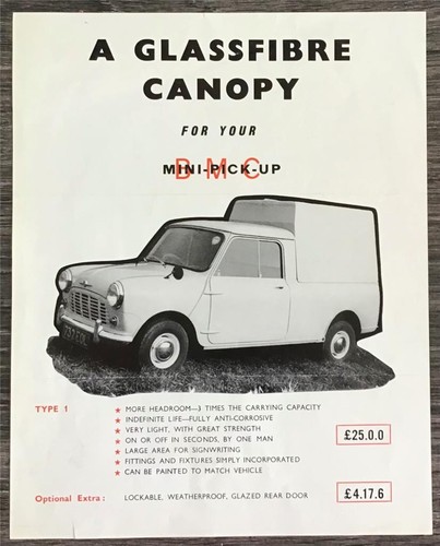 Bmc mini pickup - bmc, glassfibre