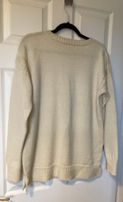 WOOLOVERS Genuine Guernsey Wool Jumper Sweater Size L CREAM.