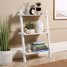 Ladder Shelving Unit 3 Tier Display Stand Book Shelf Wall Rack Storage White