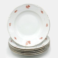 Soup plate 6 x plates floral decor gold rim Zeh Scherzer Bavaria 50 years ø25 cm