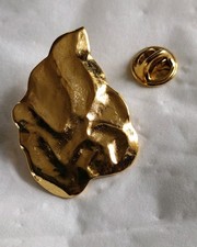 Yves Saint Laurent Brooch Pin Badge Signed Vintage Golden Flame 