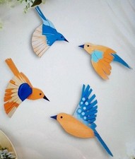 4 FLYING BIRDS 2D rustic Vintage Wooden WALL HANGING Decor Sweet Items See Pics