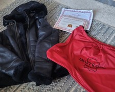 WOMEN'S REAL LEATHER AND SHEEPSKIN - AVIATOR COAT SIZE 10 (MADE I BRITAIN)