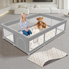 Baby Playpen with Mat 74x50 inch, Playpen for Babies and Toddlers,Baby Play Pegs