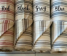 Grain Sack Fabric, Red and Beige Ticking Fabric, Feed Sack, Grainsack Fabric