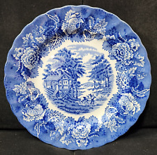 6.9 Wood & Sons England * Woods Ware * English Scenery Blue Cake Plate Ø 20cm