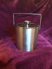 Retro Style Brushed Metal ice bucket with black lid ( Home Bar / Mancave )