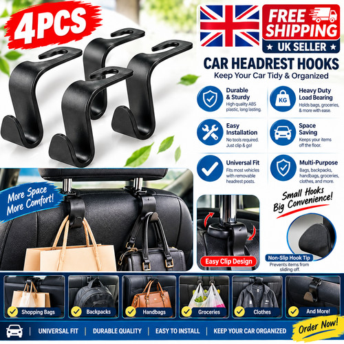 4pcs car headrest hooks - car, bag