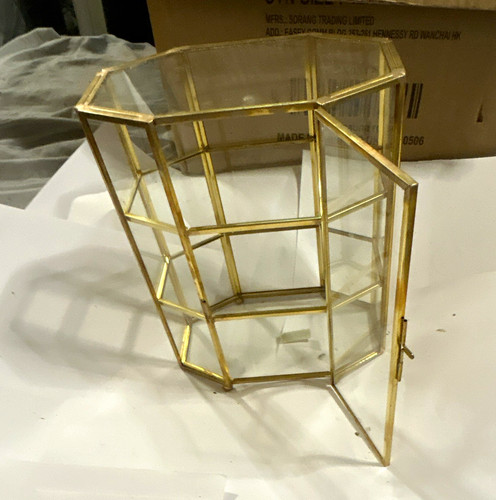 Gold tone metal clear glass - clear,