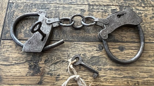 Pair vintage handcuffs - of, with